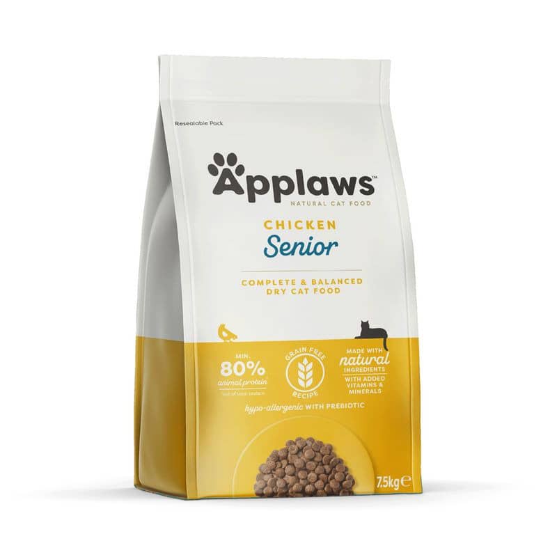 APPLAWS CAT SENIOR CHICKEN bezgraudu sausā barība kaķiem Vista 7.5kg